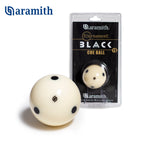 Aramith Tournament Black Pool Cue Ball 2 1/4" 6 Black Dots in a blister