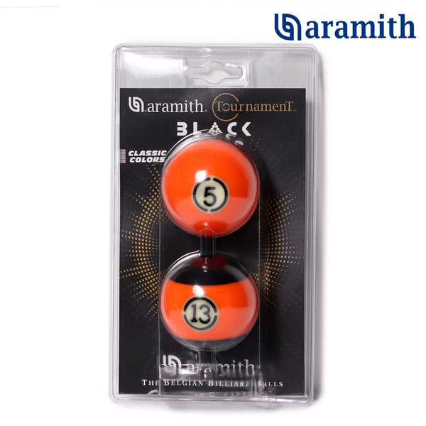 Aramith Tournament Black No.5 and No.13 Pool Balls 2 1/4" in a blister