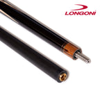 Longoni Flames Leather Stripes Pool Cue w/Luna Nera Shaft