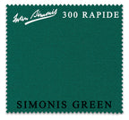7 ft Simonis 300 Rapide Simonis Green™ Carom Billiard Cloth with 4 Pre-Cut Rails