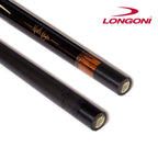Longoni Flames Leather Stripes Pool Cue w/Luna Nera Shaft