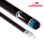 Longoni Galaxy Cyan Lizard Style Leather Pool Cue w/Luna Nera Shaft