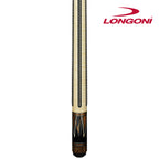 Longoni Flames Leather Stripes Pool Cue w/Luna Nera Shaft