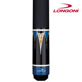 Longoni Galaxy Cyan Elk Style Leather Pool Cue w/Luna Nera Shaft