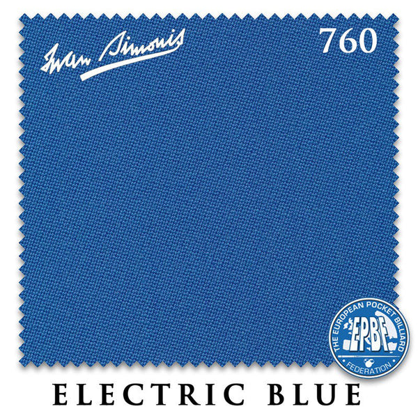 12 ft Simonis 760 Electric Blue Pool Table Cloth with 6 Pre-Cut Rails