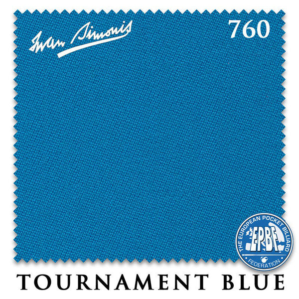 12 ft Simonis 760 Tournament Blue™ Pool Table Cloth with 6 Pre-Cut Rails