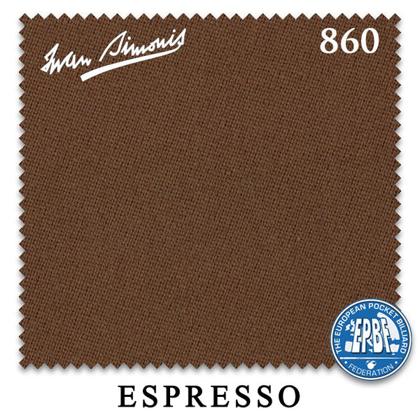 10 ft Simonis 860 Espresso Pool Table Cloth with 6 Pre-Cut Rails