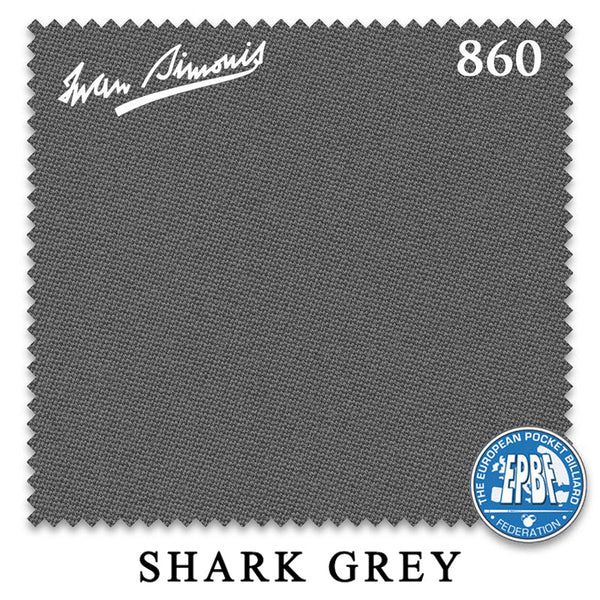9 ft Simonis 860 Shark Grey Pool Table Cloth with 6 Pre-Cut Rails