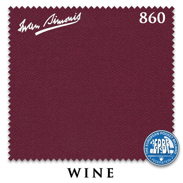 9 ft Simonis 860 Wine Pool Table Cloth with 6 Pre-Cut Rails