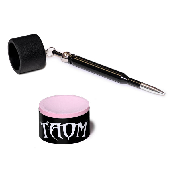 Taom Billiard Pyro Chalk Pink 1 pc w/Bullet Chalk Holder