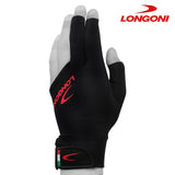 Longoni Billiard Glove Black Fire 2.0 for Left Hand S