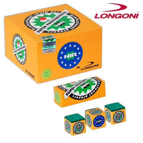 Longoni NIR Super Professional Billiard Chalk Green 75 pcs 1 case