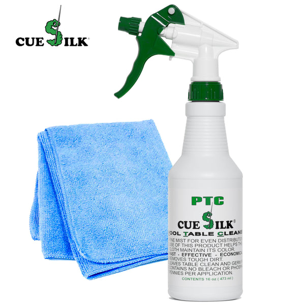Cue Silk PTC Pool Table Cleaner 16 oz w/Microfiber cloth