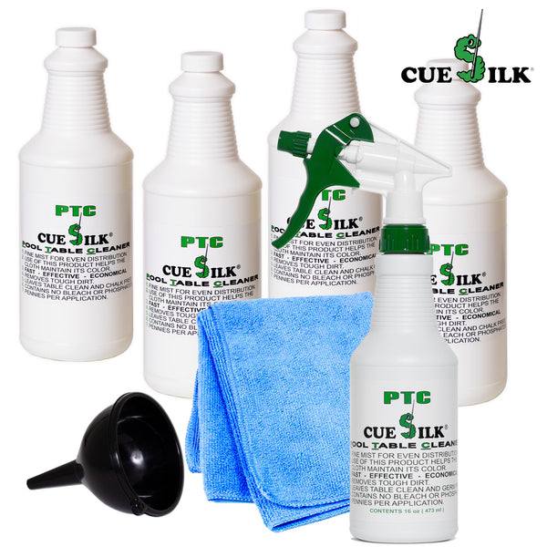 Cue Silk PTC Pool Table Cleaner 128 oz 1 Gallon w/Microfiber cloth