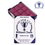 Silver Cup Billiard Chalk Burgundy 12 pcs